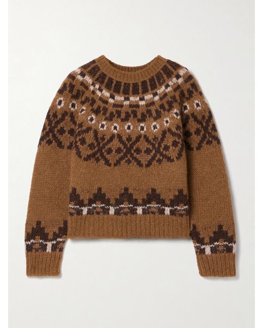 FRAME Brown Fair Isle Alpaca-Blend Sweater