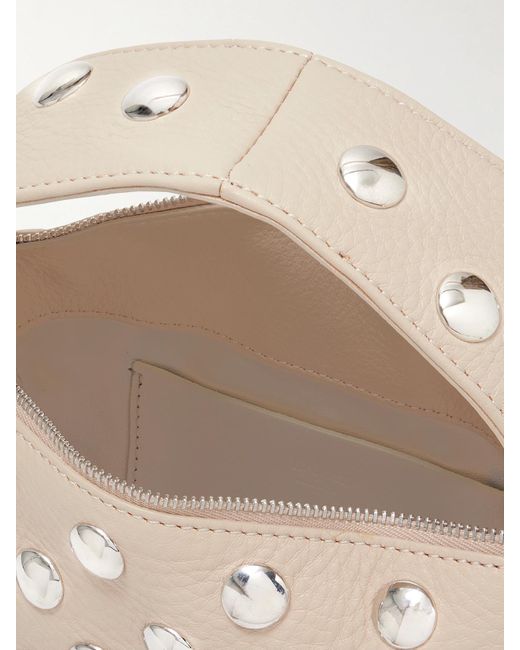 Khaite Natural Elena Small Studded Textured-Leather Shoulder Bag