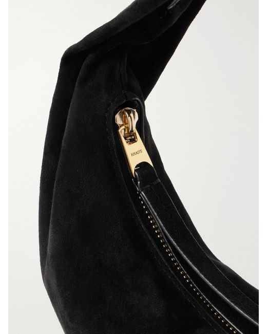 Khaite Black Olivia Mini Suede Shoulder Bag