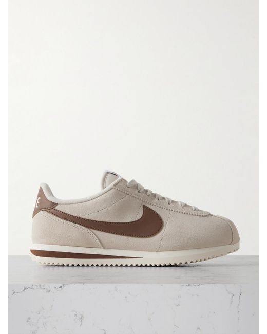 Nike Gray Cortez Leather-Trimmed Suede Sneakers