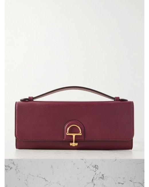 クラッチバッグ Gucci Red Leather Medium Gucci Horsebit Chain Clutch Gucci Horsebit Chain Clutch GG Canvas with Leather Medium