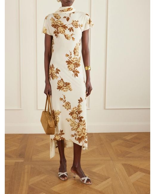Magda Butrym Metallic Floral-Print Stretch-Jersey Midi Dress