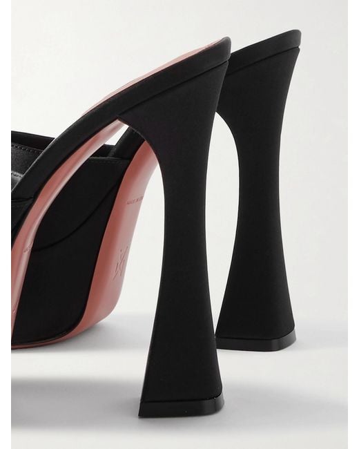 AMINA MUADDI Black Dalida Satin Platform Mules