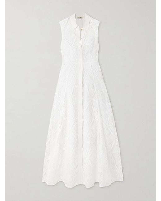 Emporio Sirenuse White Miralda Guipure-Lace Maxi Shirt Dress