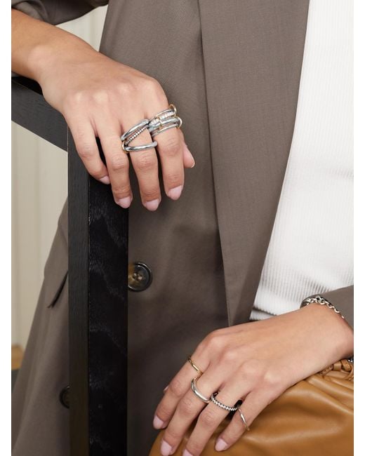 Spinelli Kilcollin Metallic Luna Set Aus Vier Ringen Aus Sterlingsilber Und 18 Karat Mit Diamanten