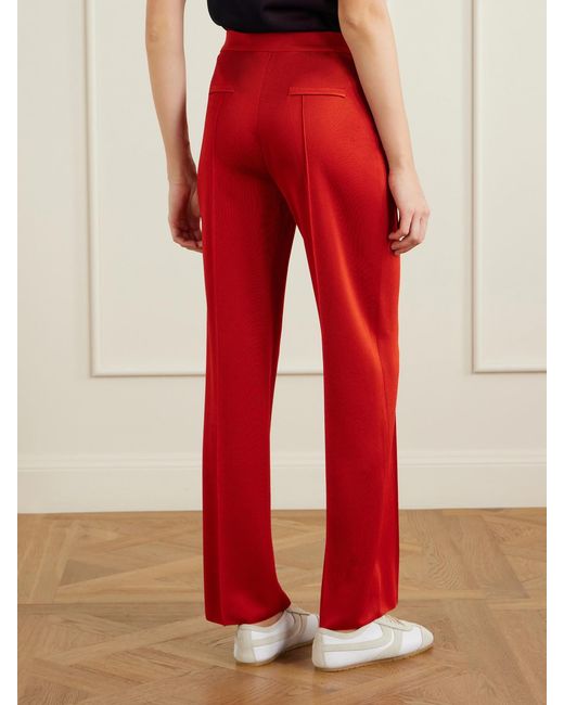 High Sport Red Evie Pleated Knitted Wide-Leg Pants