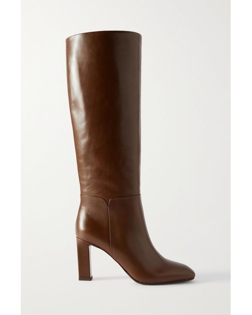 Aquazzura Sellier 85 Leather Knee Boots in Brown | Lyst