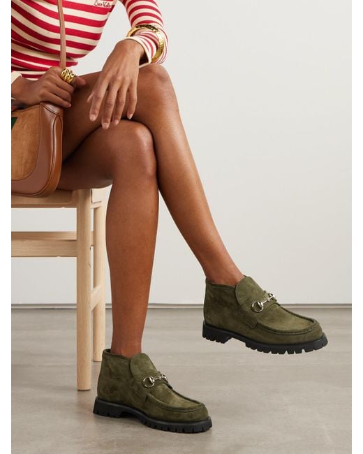 Bottines En Daim À Mors De Cheval Sylke Gucci en coloris Green