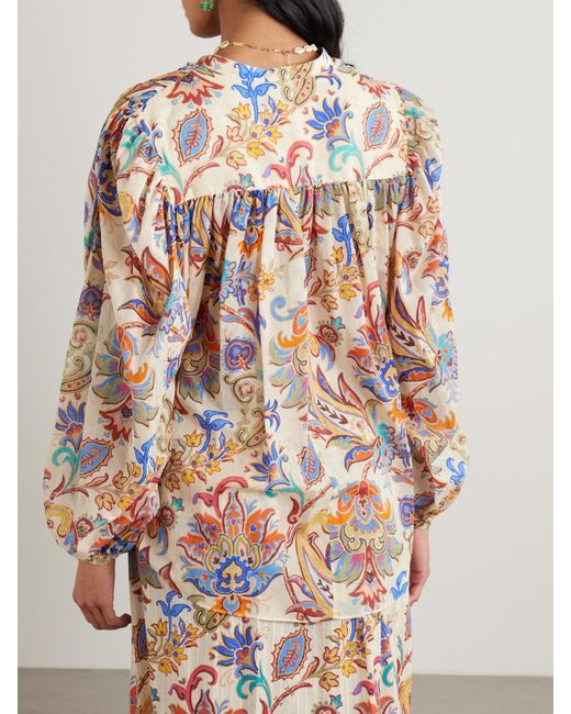 Etro Natural Bluse Aus Baumwoll-Voile Mit Paisley-Muster