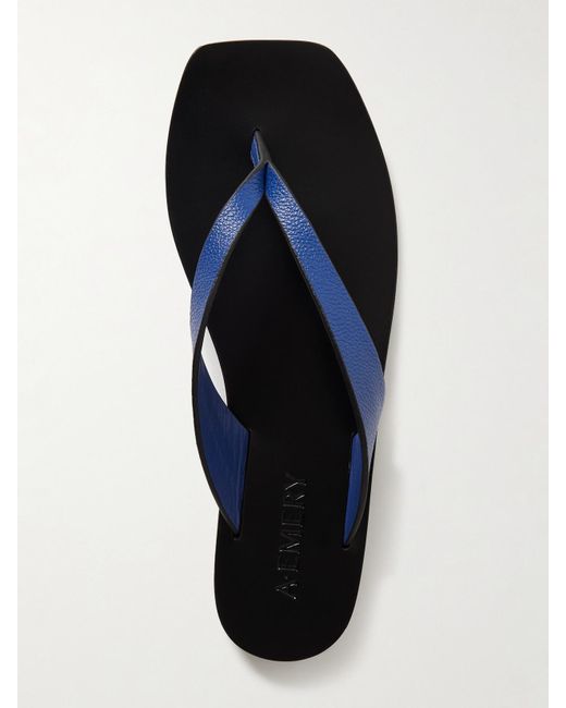 A.Emery Blue Kinto Textured-Leather Flip Flops