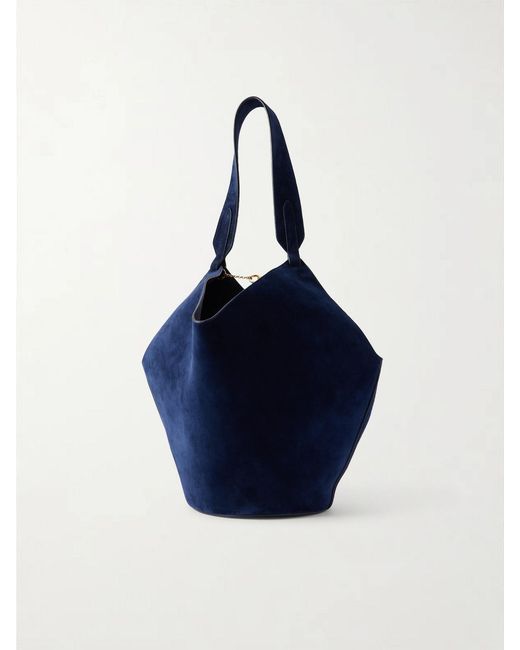Khaite Blue Lotus Suede Shoulder Bag