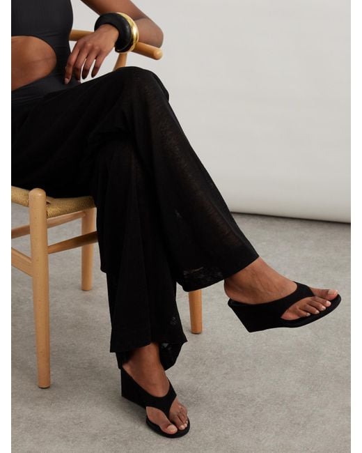 Mules Compensées En Daim Tong 75 Alaïa en coloris Black