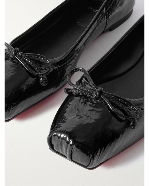 Christian Louboutin White Mamadrague Crinkled Patent-Leather Ballet Flats