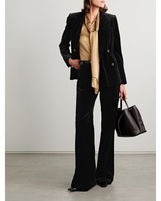 Pantalon Large En Velours De Coton À Fines Rayures Effy Nili Lotan en coloris Black