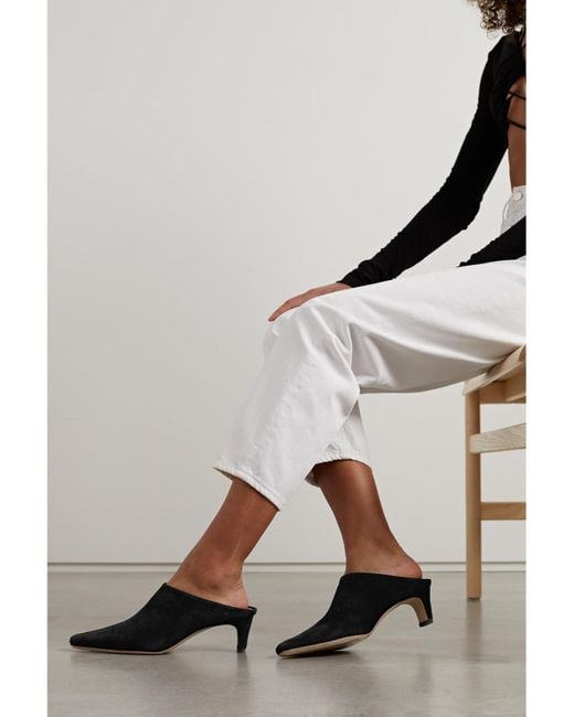 Staud Black Wally Mules Aus Veloursleder