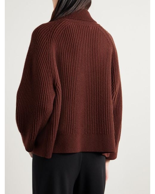 Nili Lotan Brown Deryl Cardigan Aus Geripptem Kaschmir