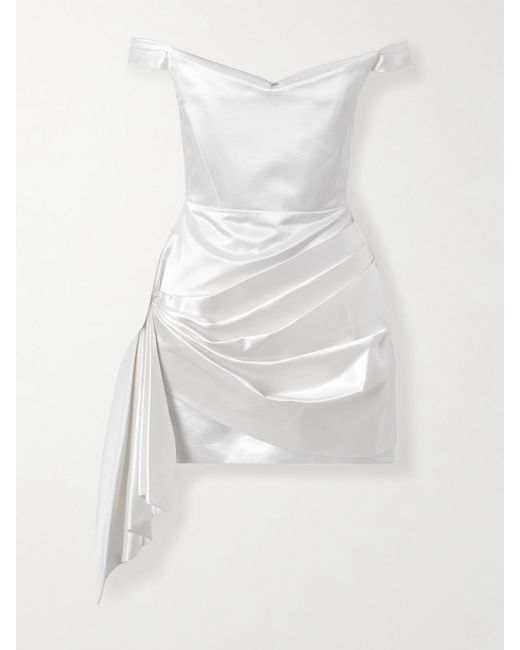 Alex Perry Draped Cotton And Silk-Blend Mini Dress in White | Lyst UK