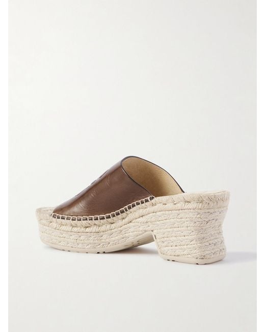 Loewe Brown Paula's Ibiza Leather Platform Wedge Sandals