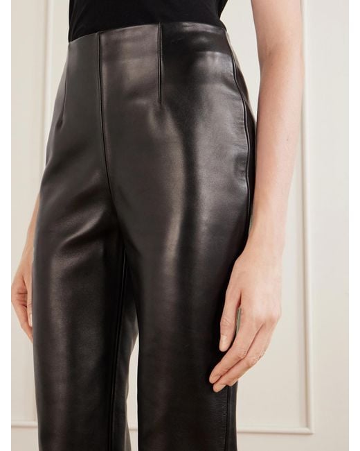 Khaite Black Ryden Leather Straight-Leg Pants