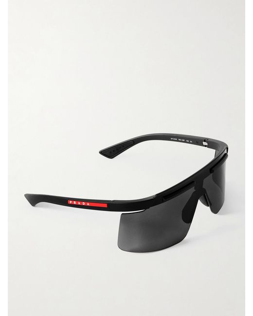 Prada Black Linea Rossa Square-Frame Acetate Sunglasses