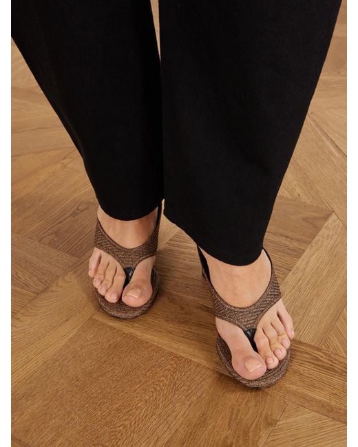 Alaïa Brown Tong 75 Suede Wedge Sandals