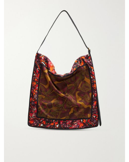 Dries Van Noten Black Printed Satin Shoulder Bag