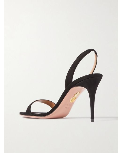 Aquazzura Metallic So Nude 85 Suede Slingback Sandals