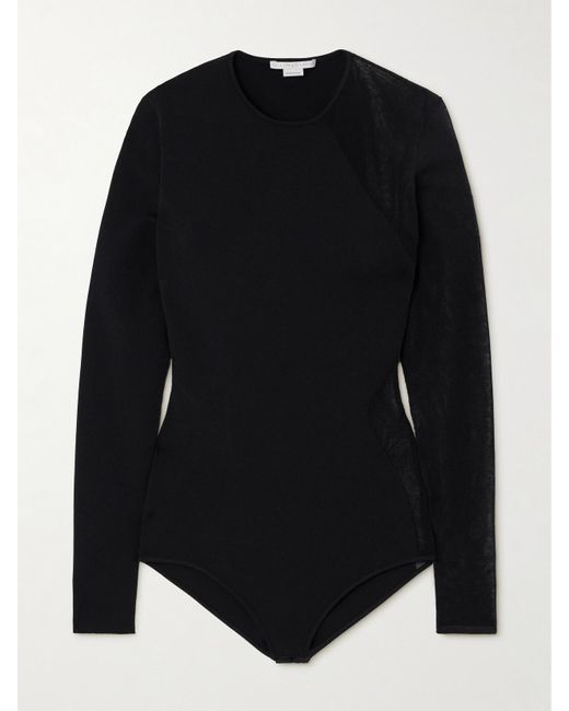 Stella McCartney Black Miracle Stretch-Knit And Cotton-Blend Bodysuit