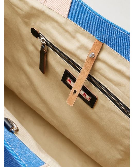 Sac À Main En Jean À Logo East West Large Marni en coloris Blue