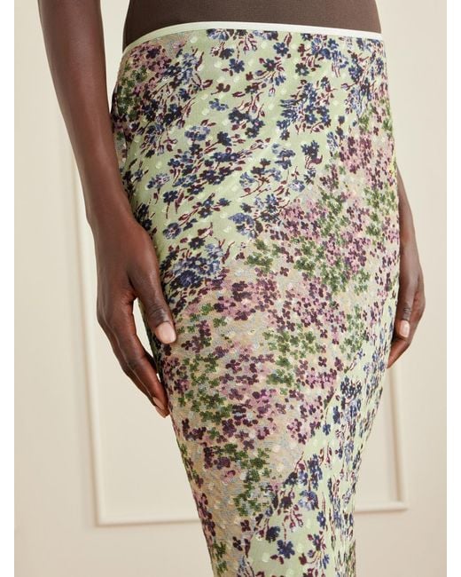 Dries Van Noten White Floral-Print Jacquard Georgette Midi Skirt