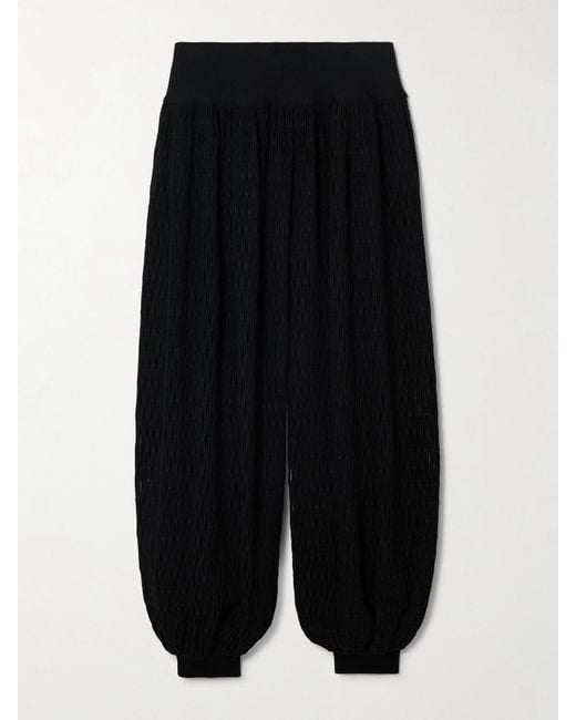 Alaïa Black Open-Knit Tapered Pants