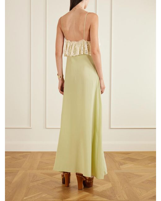 Chloé White Lace-Trimmed Silk-Crepe De Chine Maxi Dress