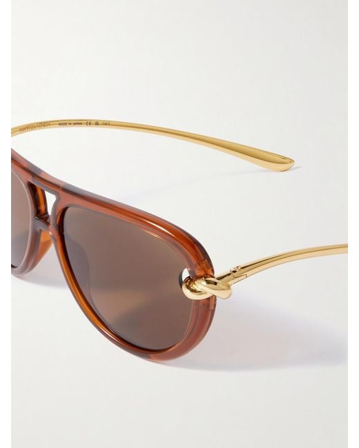 Bottega Veneta Brown New Knot Pilotensonnenbrille Aus Azetat Mit Goldfarbenen Details