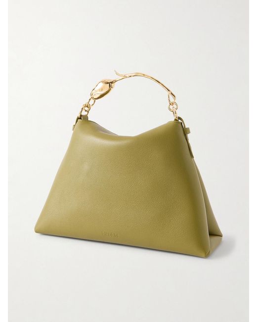 Erdem Green Bloom Large Embellished Textured-Leather Shoulder Bag