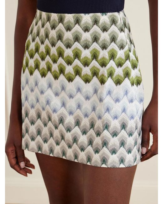 Missoni White Embellished Crochet-Knit Mini Skirt