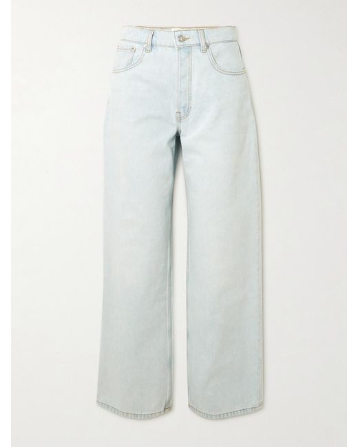 Anine Bing White Manon High-Rise Wide-Leg Jeans