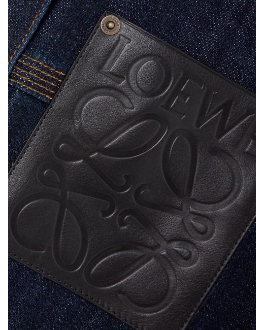 Loewe Blue Leather-Trimmed Denim Jacket