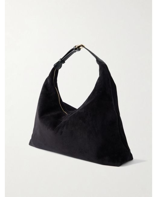 Liffner Black Pillow Buckled Suede Shoulder Bag