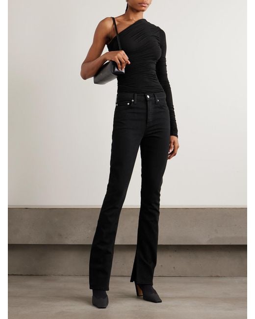Agolde Black Ingram Split High-Rise Flared Jeans