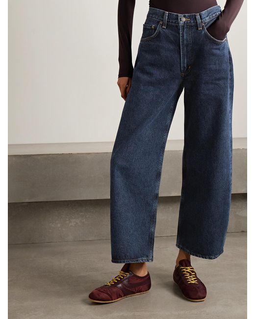 Agolde Blue Low Curve Crop High-Rise Wide-Leg Jeans