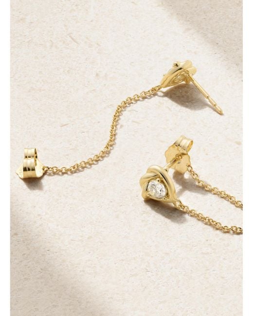STONE AND STRAND Natural Tie The Knot 10-Karat Diamond Earrings