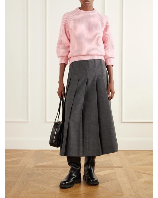 &Daughter Pink Ribbed Mélange Wool Sweater