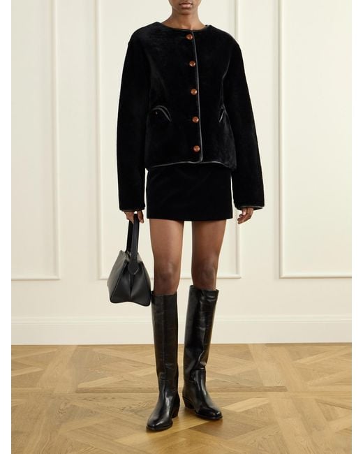 Blazé Milano Black Coci Cotton-Velvet Mini Skirt