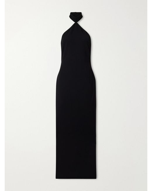 Ilkyaz Ozel Black Kailash Crepe Halterneck Gown