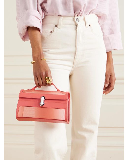 SAVETTE Pink Symmetry Pochette Leather And Mesh Tote