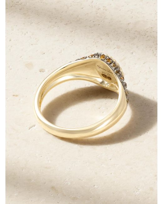 Yvonne Léon Natural Baby Chevalière Ovale 9-Karat, Diamond And Citrine Signet Ring