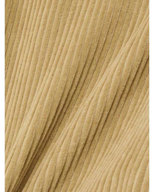 Bottega Veneta Natural Leather-Trimmed Cotton-Corduroy Straight-Leg Pants
