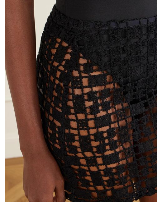 SARA CRISTINA Black Sun Crocheted Cotton Mini Skirt