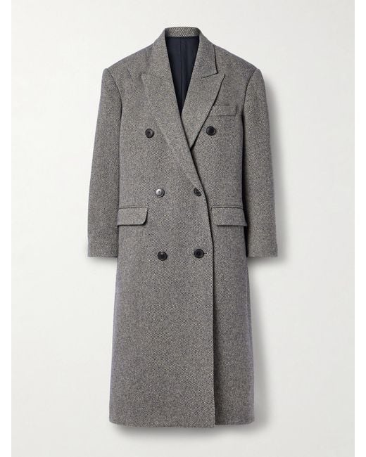 Isabel Marant Gray Lexana Double-Breasted Wool-Blend Coat