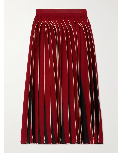 Bottega Veneta Red Midirock Aus Baumwolle Mit Besätzen